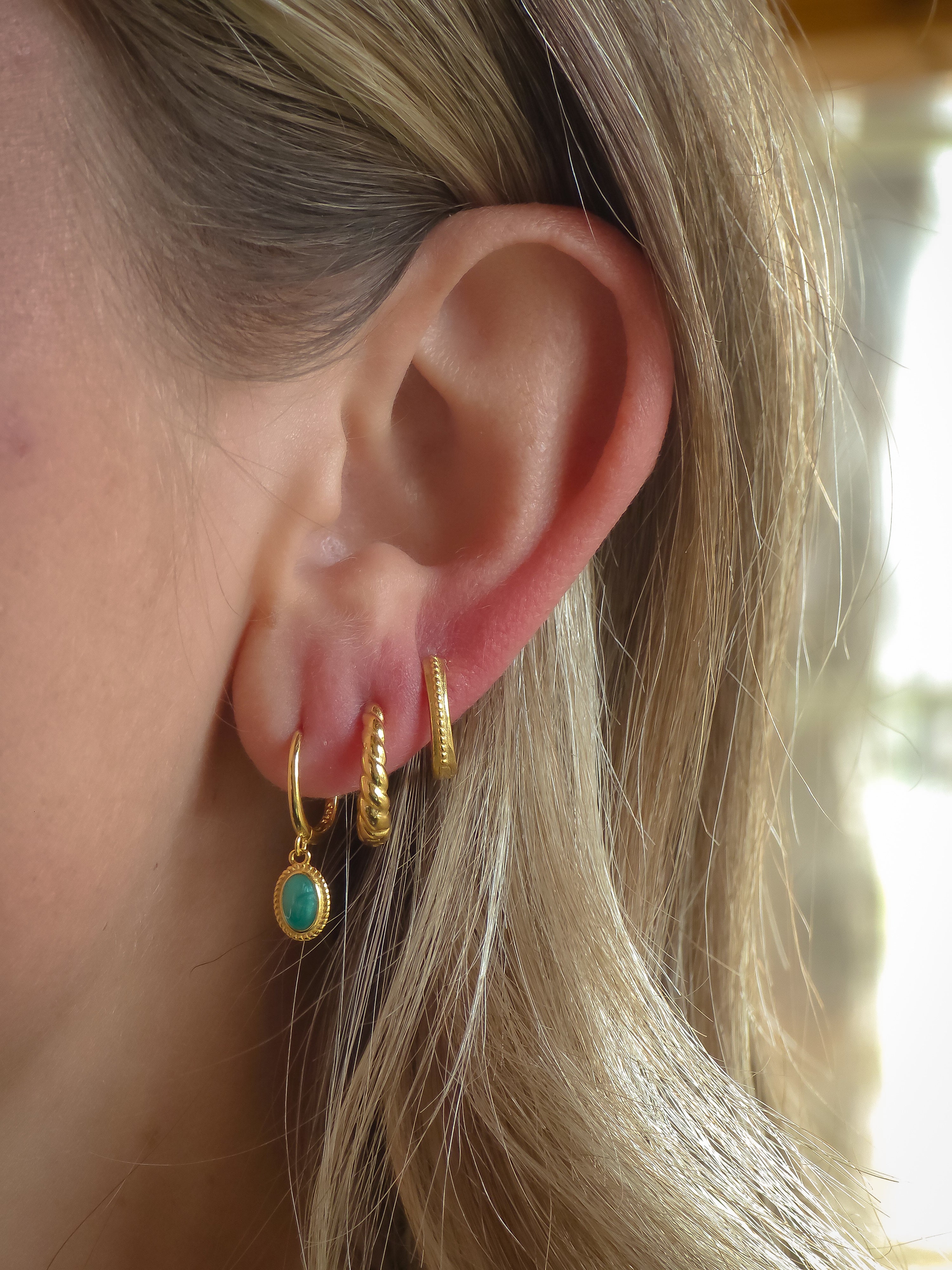 Turquoise Huggie Earrings
