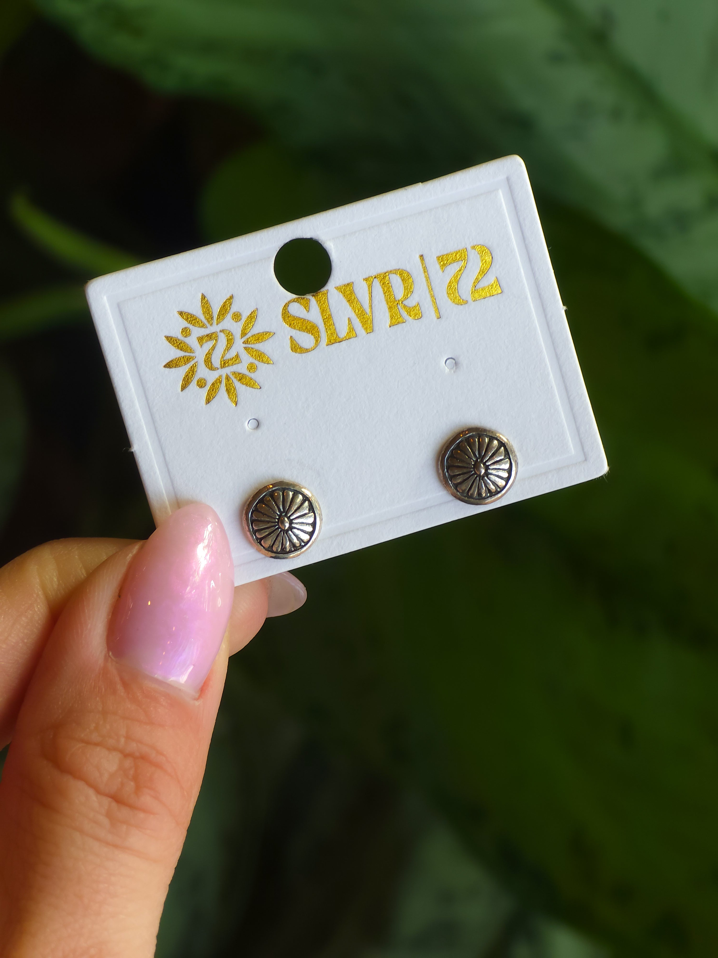 Silver Concho Stud Earrings