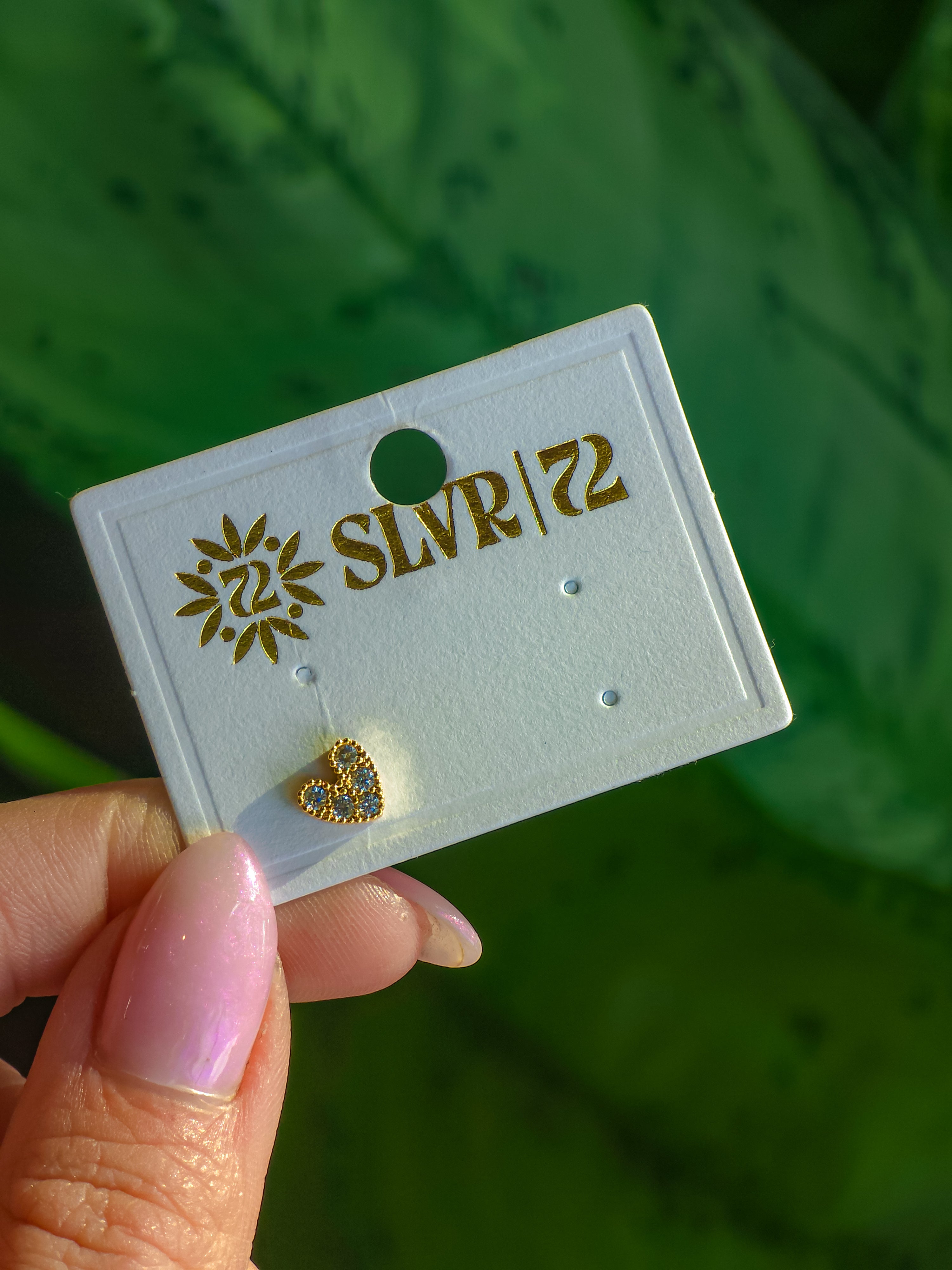 Diamond Flatback  Heart Earring