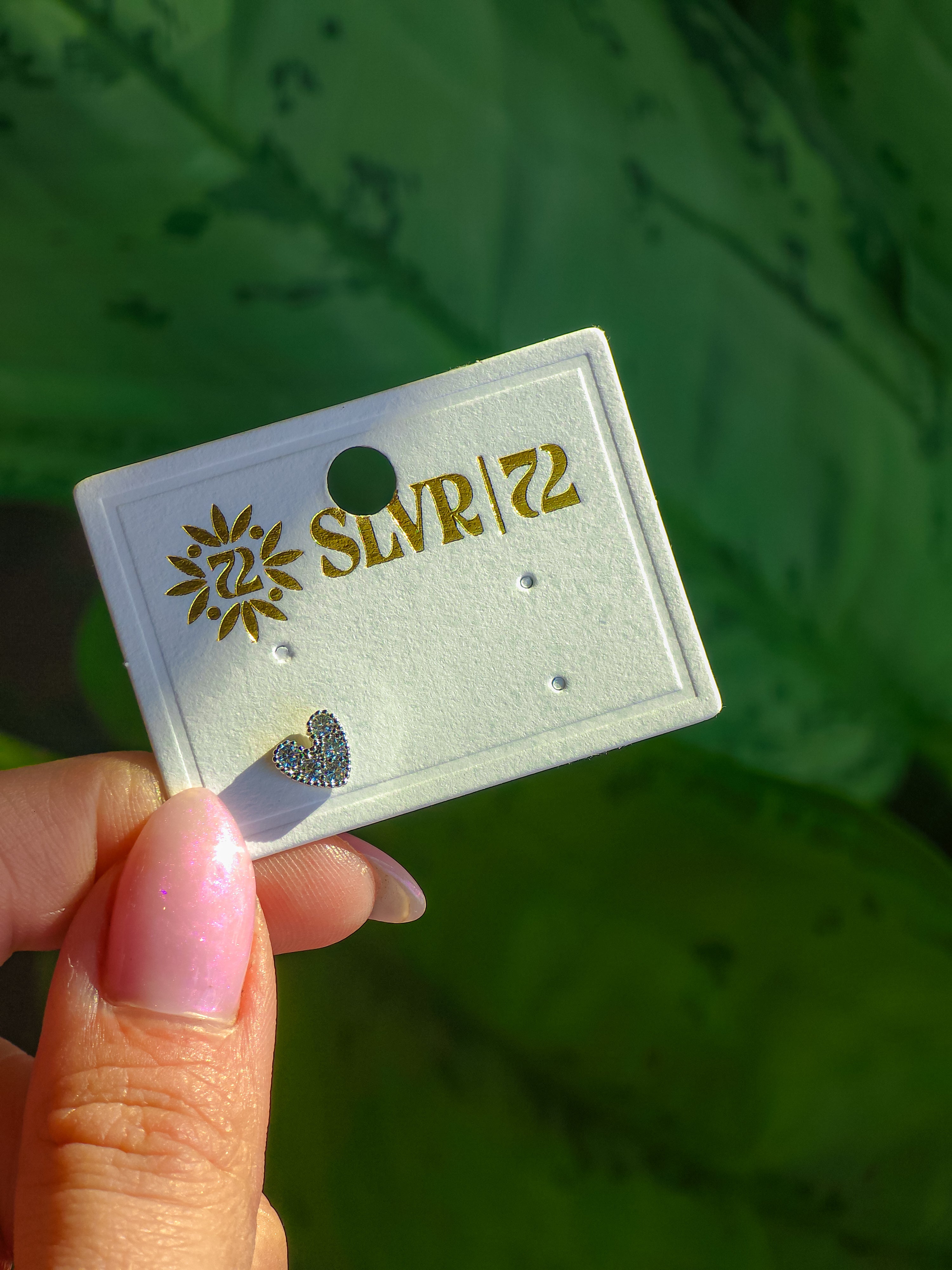 Diamond Flatback  Heart Earring