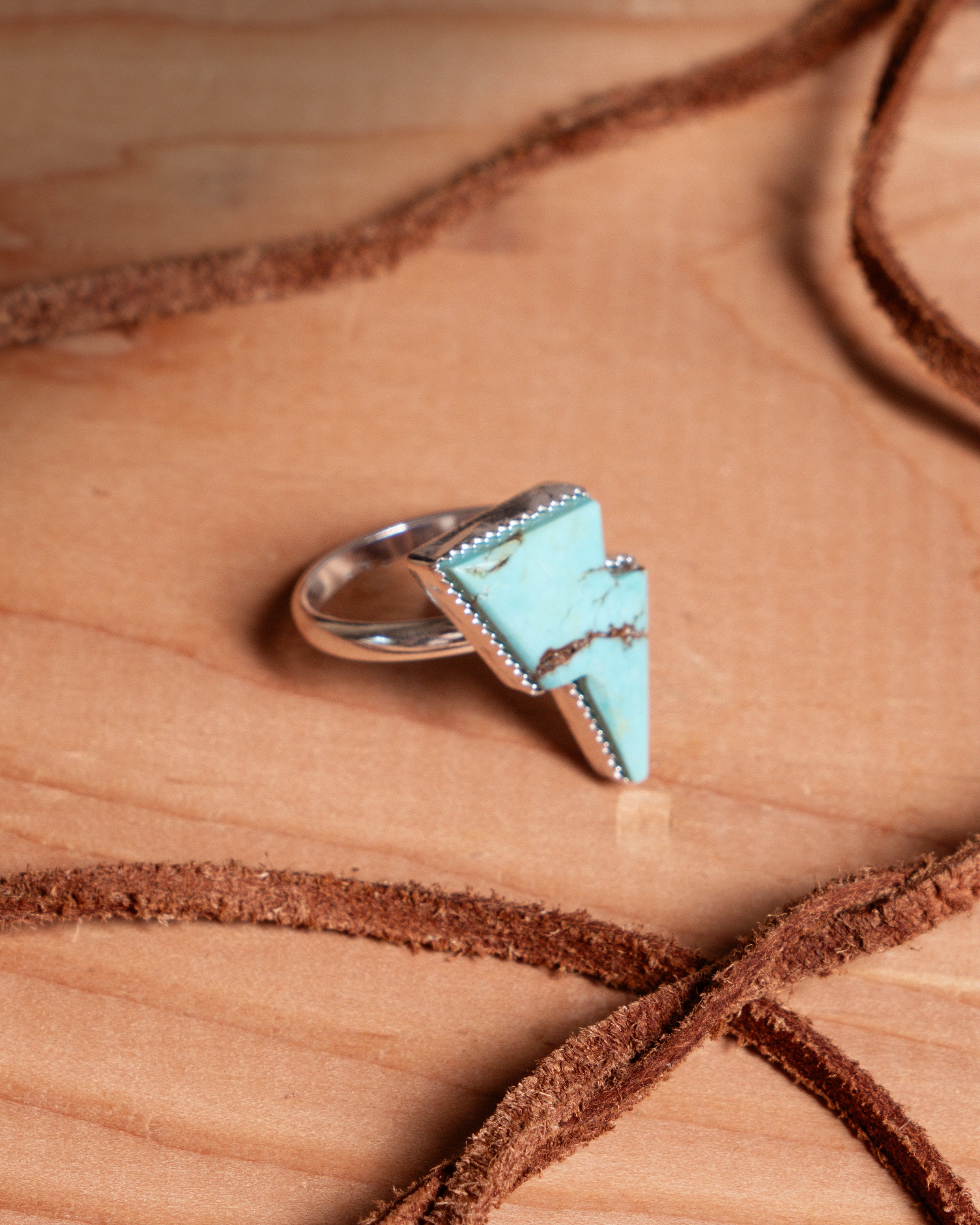 Kingman Turquoise Lightning Bolt Ring