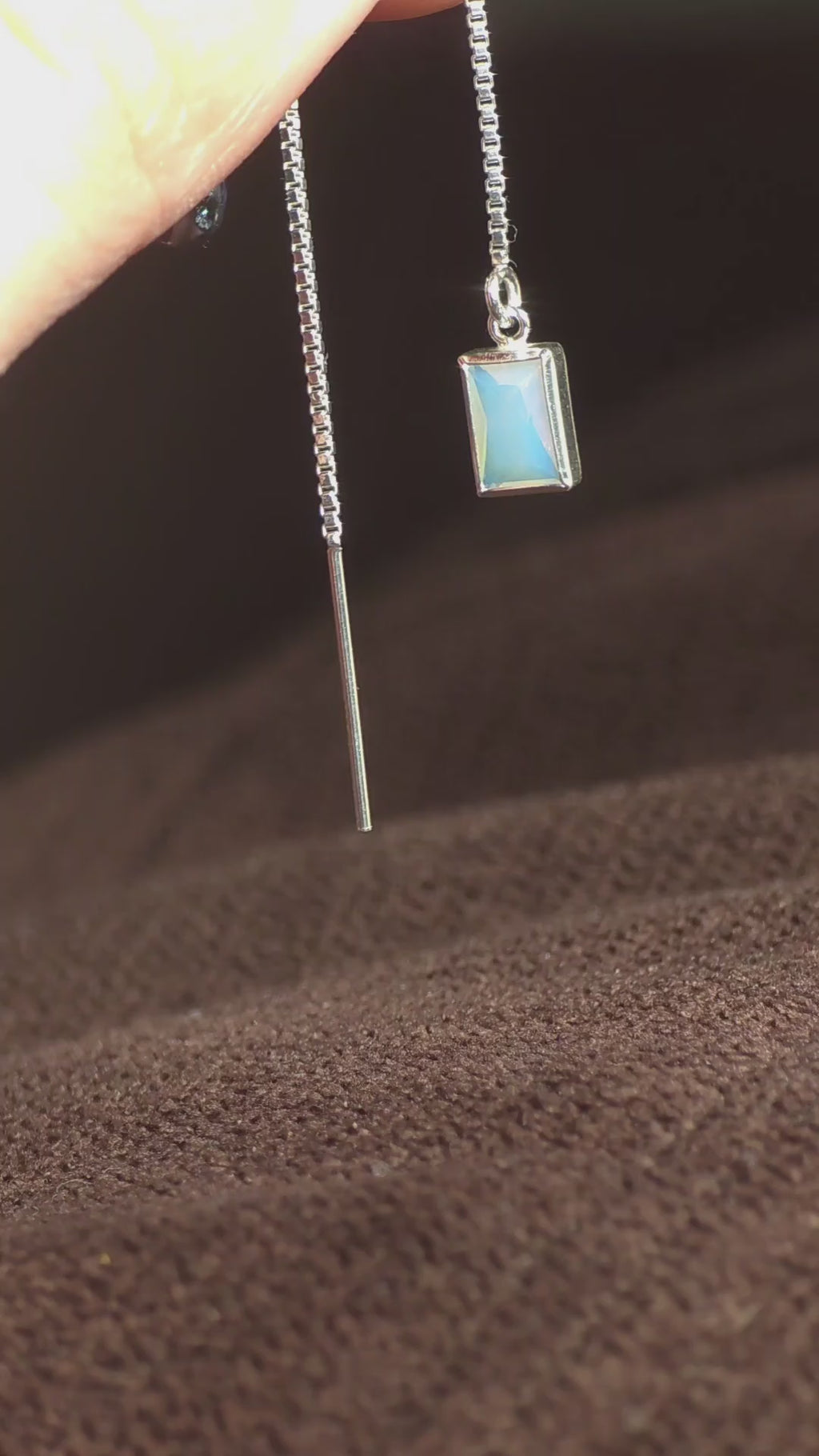 Square Opal Threader Earring