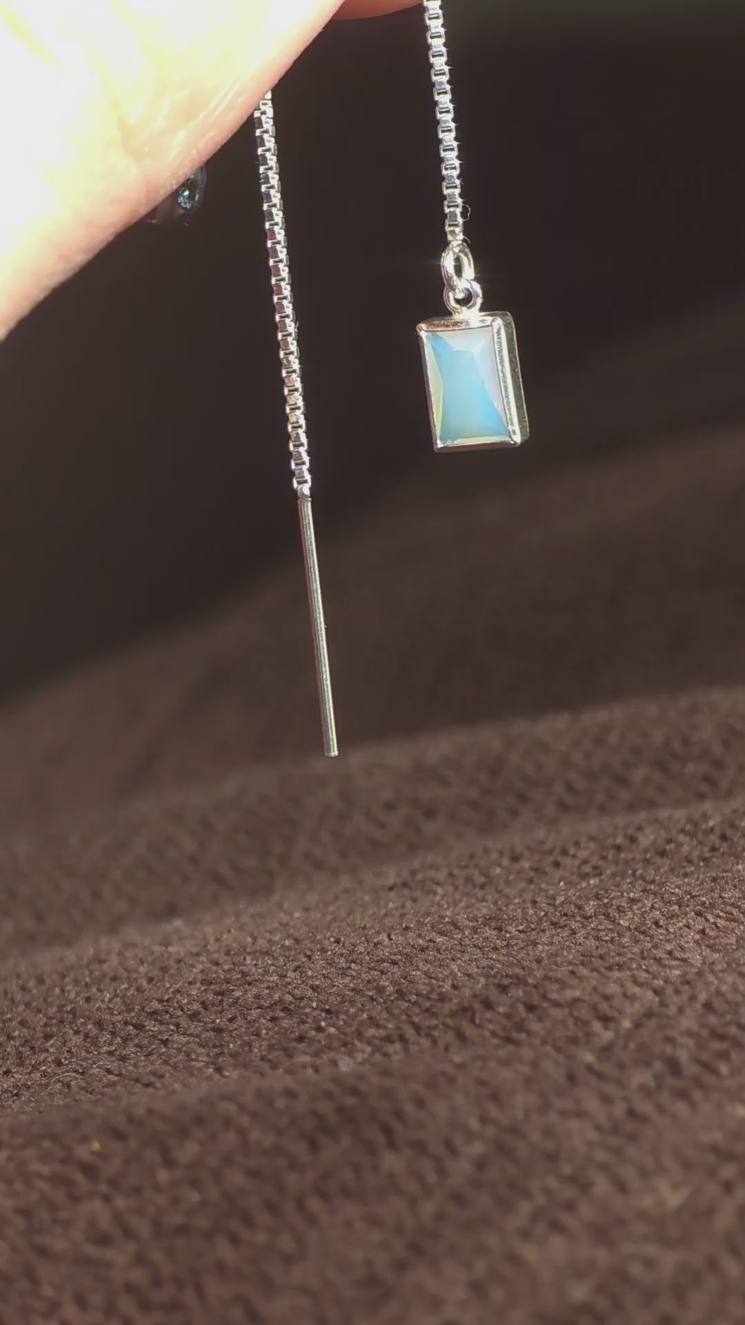 Square Opal Threader Earring