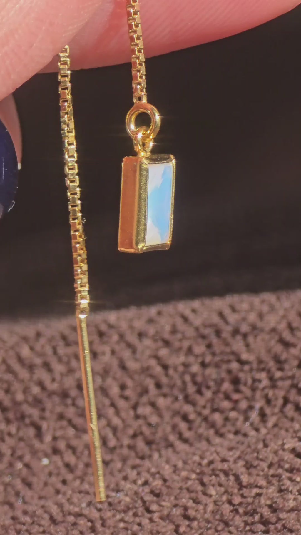 Square Opal Threader Earring