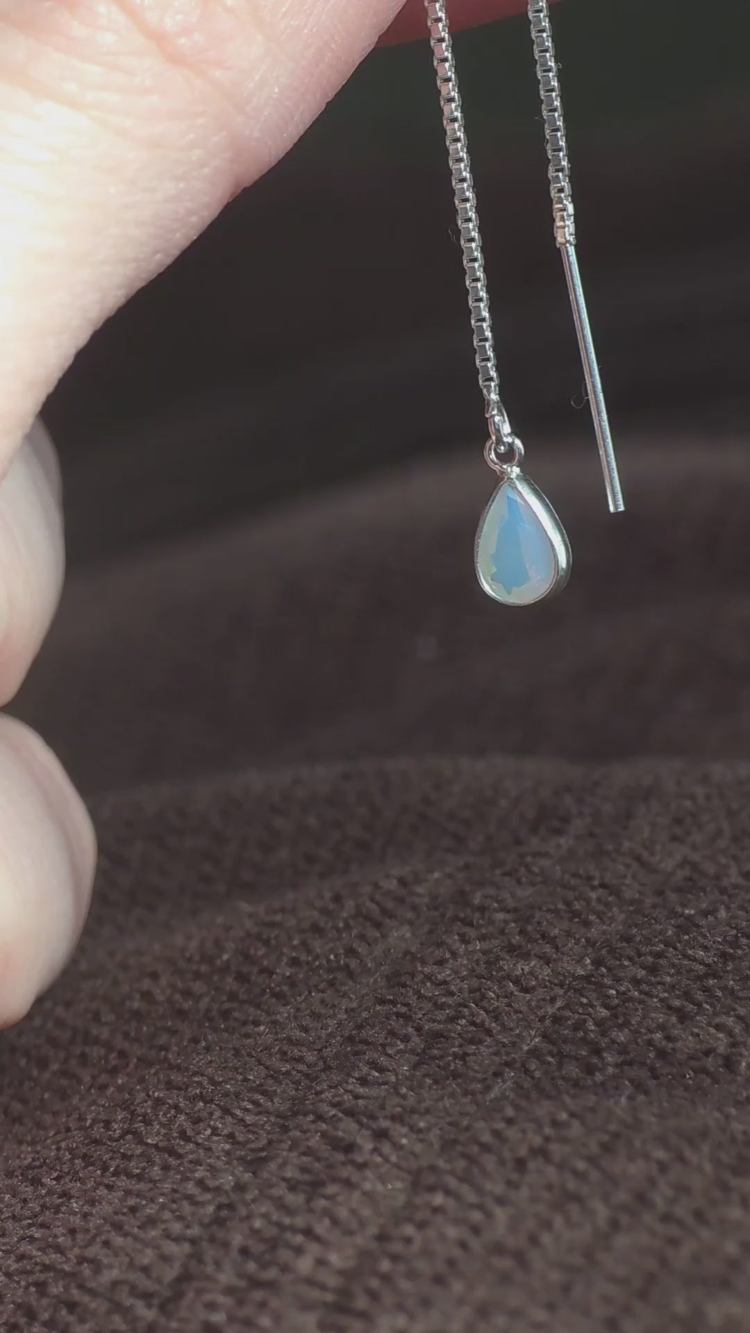 Teardrop Opal Threader Earring