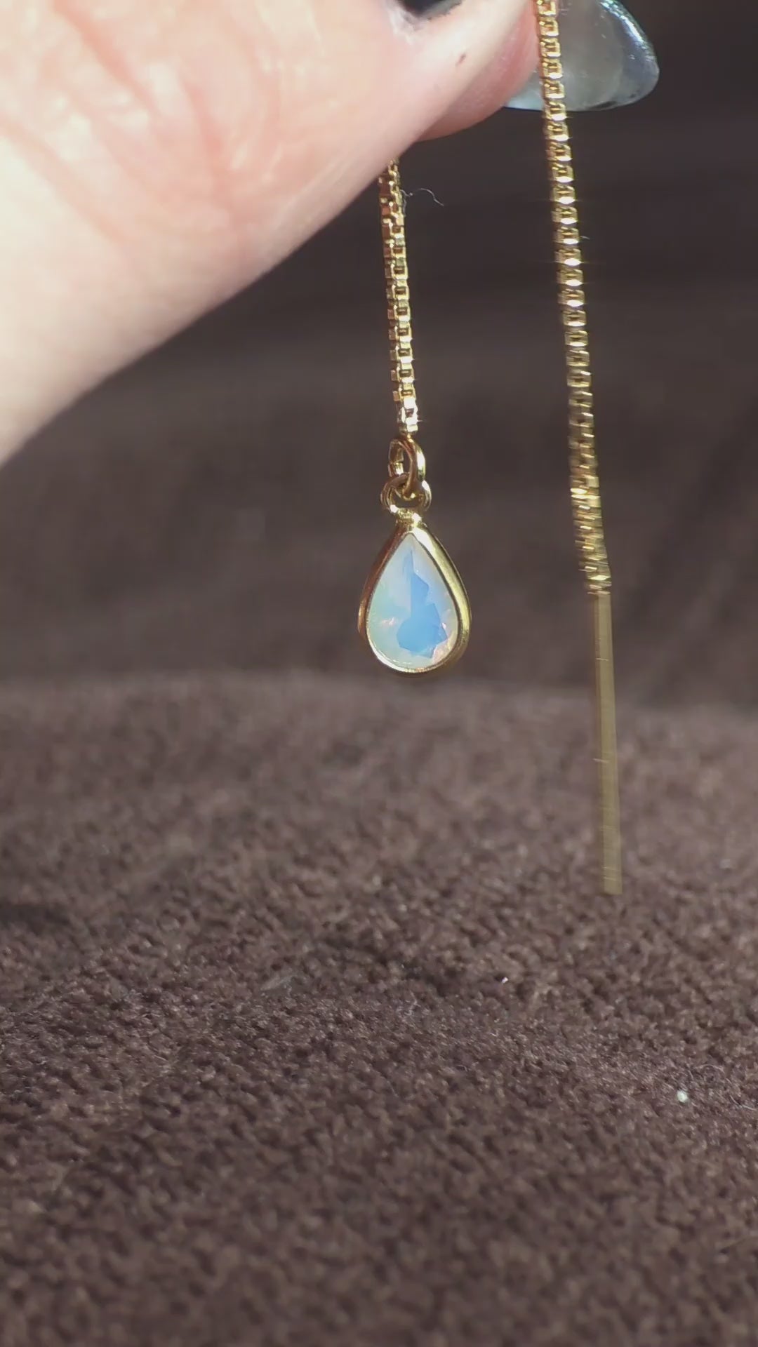 Teardrop Opal Threader Earring